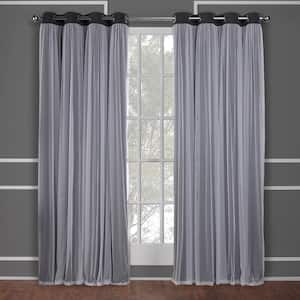Catarina Black Pearl Solid Lined Room Darkening Grommet Top Curtain, 52 in. W x 120 in. L (Set of 2)
