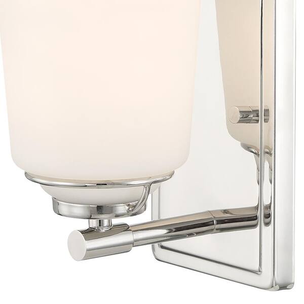 Designers Fountain - Stella 4.75 in. 1-Light Polished Nickel Modern Wall Sconce with Etched Opal Glass Shade