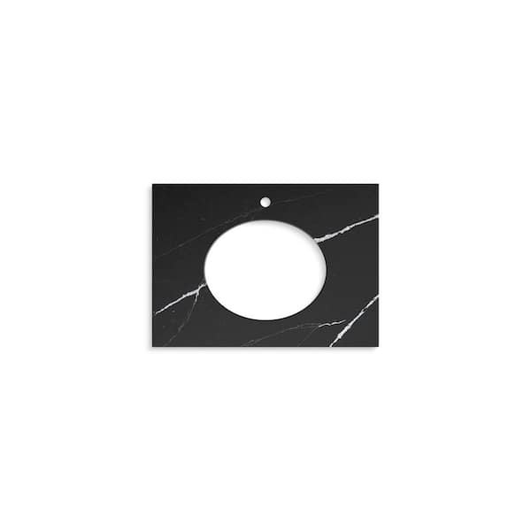 Silestone 31 in. W x 22.4375 in. D Quartz Oval Cutout with Vanity Top in Eternal Marquwith