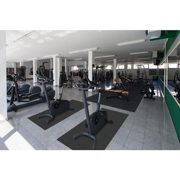 Honey Joy Black 36 in. W x 78 in. L PVC Floor Protector Treadmill Mat Fitness Gym Exercise Equipment Mat (TOTAL of 20 Sq. ft.)