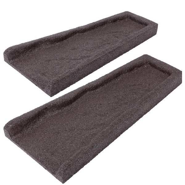 21.6 in. x 10 in. Brown Rubber Downspout Splash Block, Rain Gutter Downspout Drain Trays (2-Pack)