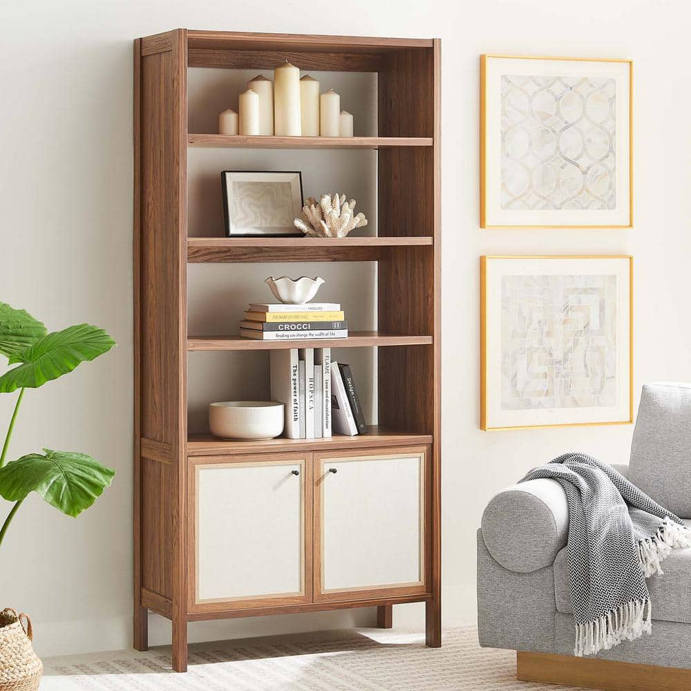 木下博寧　【パリ】 MODWAY Capri 72in. Tall 4-Shelf Wood Grain Bookcase in Walnut EEI