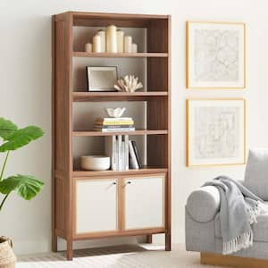 Capri 72in. Tall 4-Shelf Wood Grain Bookcase in Walnut