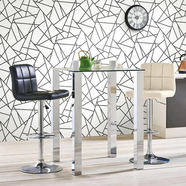Black Fracture Black Vinyl Peel & Stick Wallpaper Roll (Covers 28.18 Sq. Ft.)
