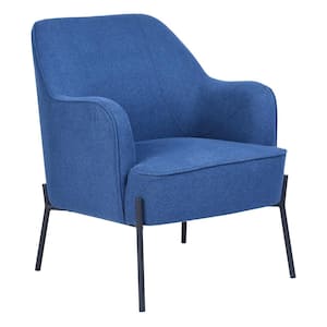 Dugan Blue Fabric Upholstered Thick Padded Arm Accent Chair