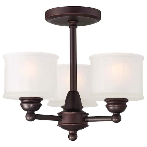 Minka Lavery 1730 Series 3-Light Lathan Bronze Semi-Flush Mount