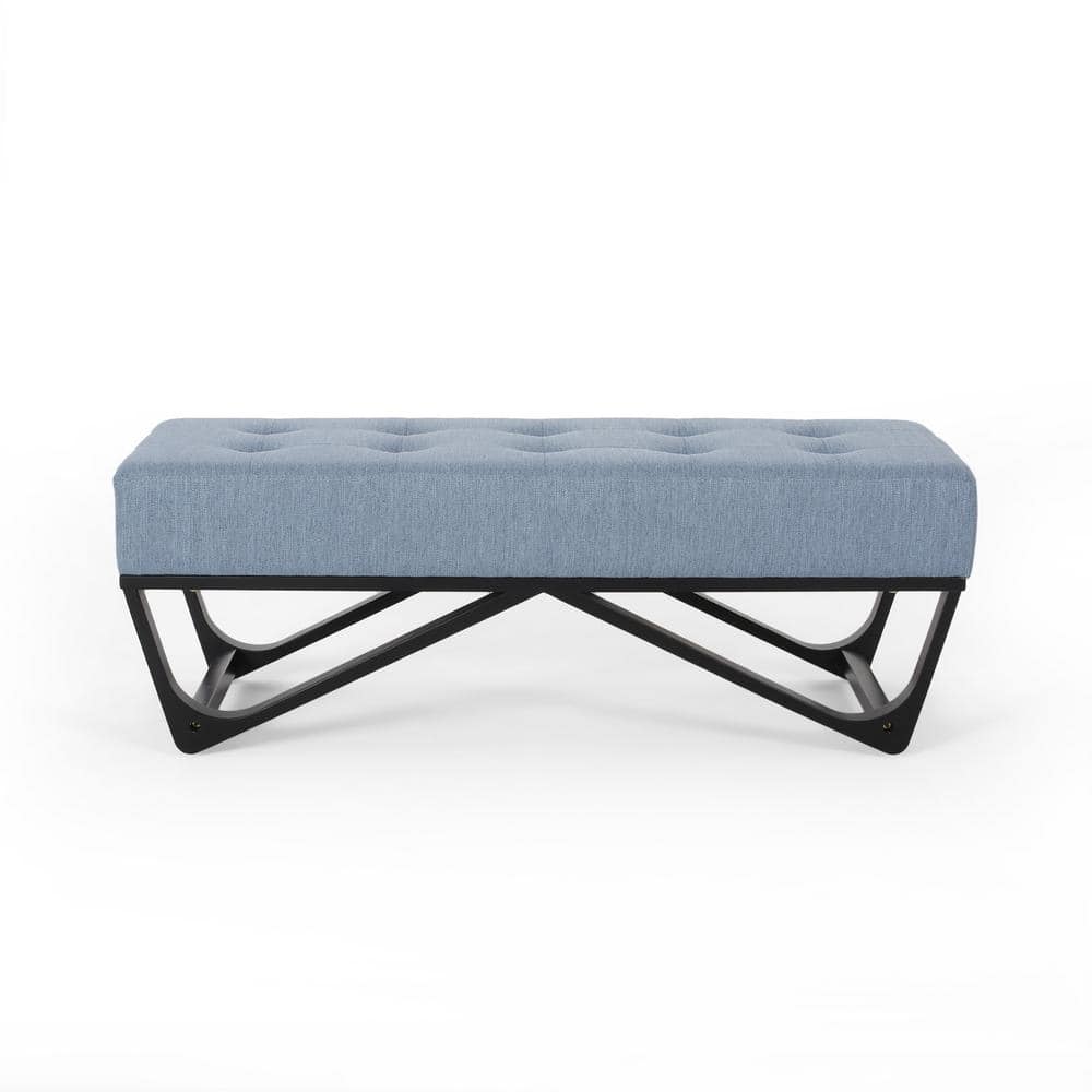 Assisi Light Blue Tufted Ottoman Bench
