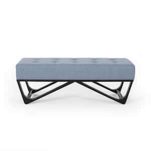 Assisi Light Blue Tufted Ottoman Bench