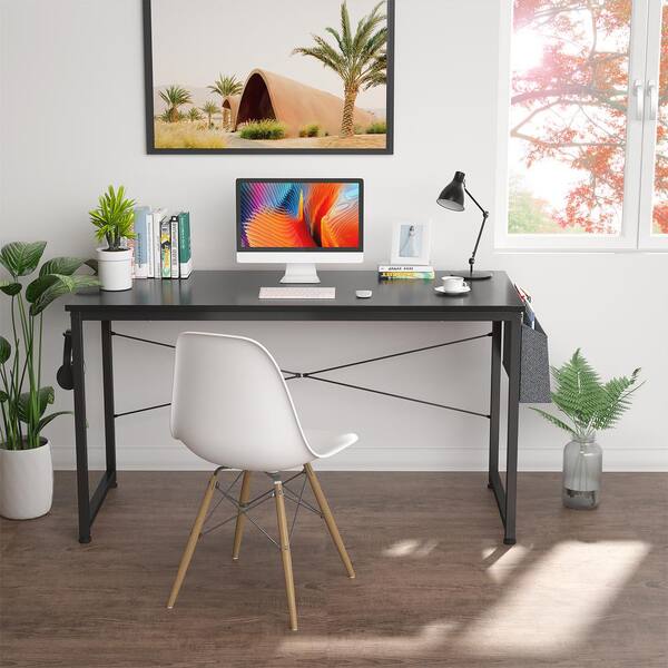 Black Easy Assembly Computer Desk 39 with Bookshelf ，Sturdy Modern Simple Style,Laptop Study Wood Table,Gaming Desk Office Desk for Home Office 