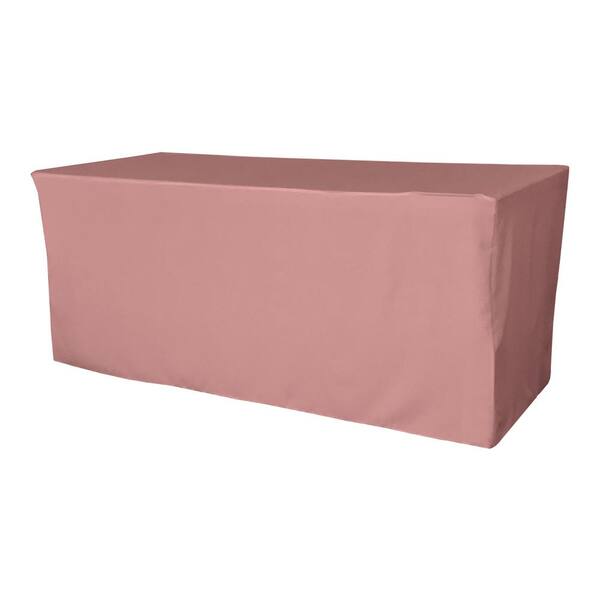 LA Linen 96 in. L x 30 in. W x 30 in. H Dusty Rose Polyester Poplin Fitted Tablecloth