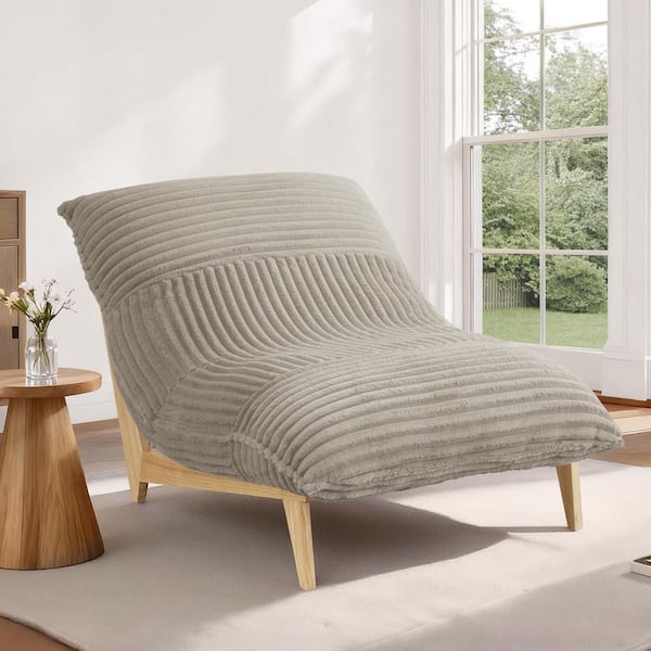 Spruce & Spring Lennon Faux Fur Grey Fabric Armless Lounge Accent Chair ...