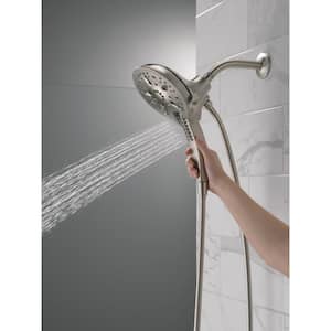 In2ition 5-Spray Patterns 2.5 GPM 6.25 in. Wall Mount Dual Shower Heads in Lumicoat Stainless