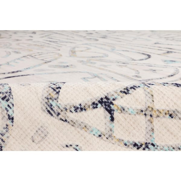 KALATY Sportsglyphs Multi-Colored 6 ft. Round Abstract Area Rug