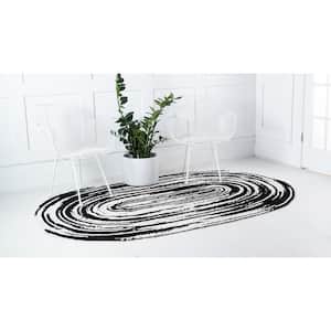 Braided Chindi Black/White 3 ft. x 5 ft. Oval Area Rug