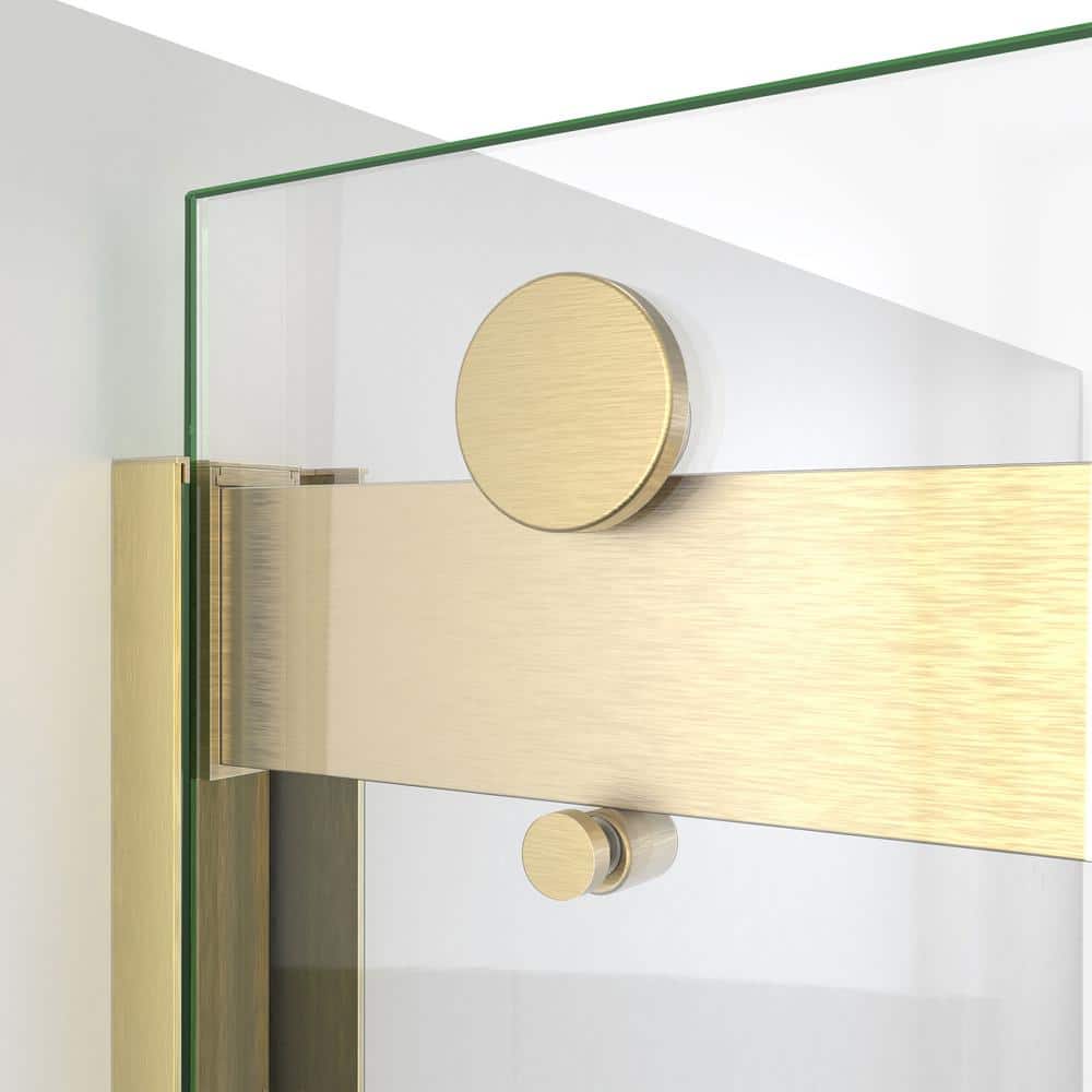 Sapphire-V Brushed Gold Clear Glass Sliding Tub Door