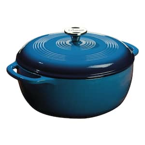 Enamelware 6 qt. Round Cast Iron Dutch Oven in Blue with Lid