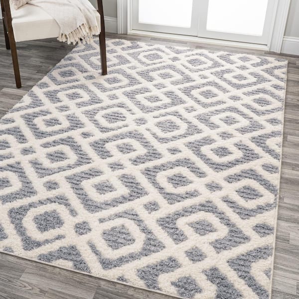 JONATHAN Y Astrid Retro Cream/Gray 3 ft. x 5 ft. Trellis High-Low Area Rug
