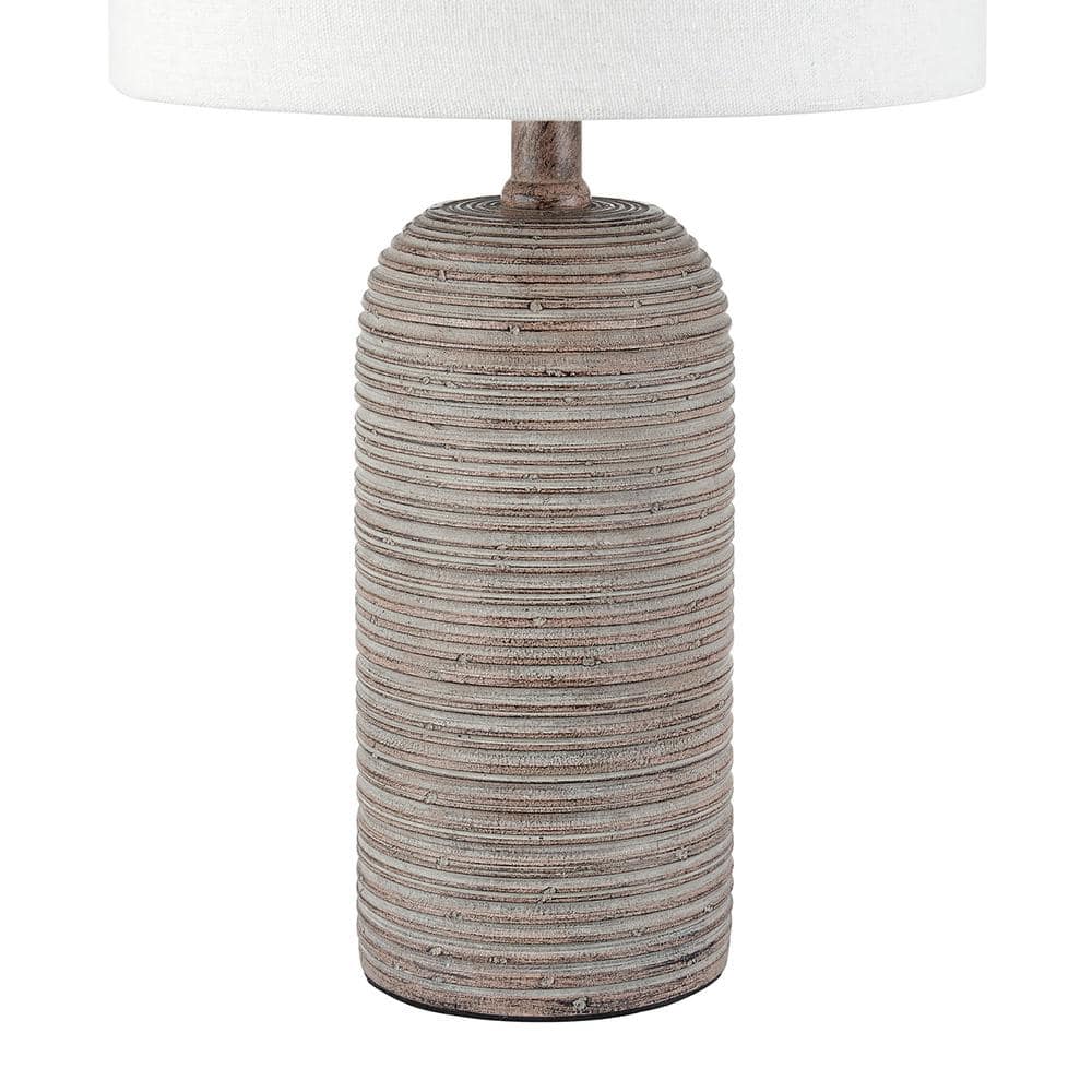 18.5" Light Brown Resin Table Lamp Set with Linen Shades