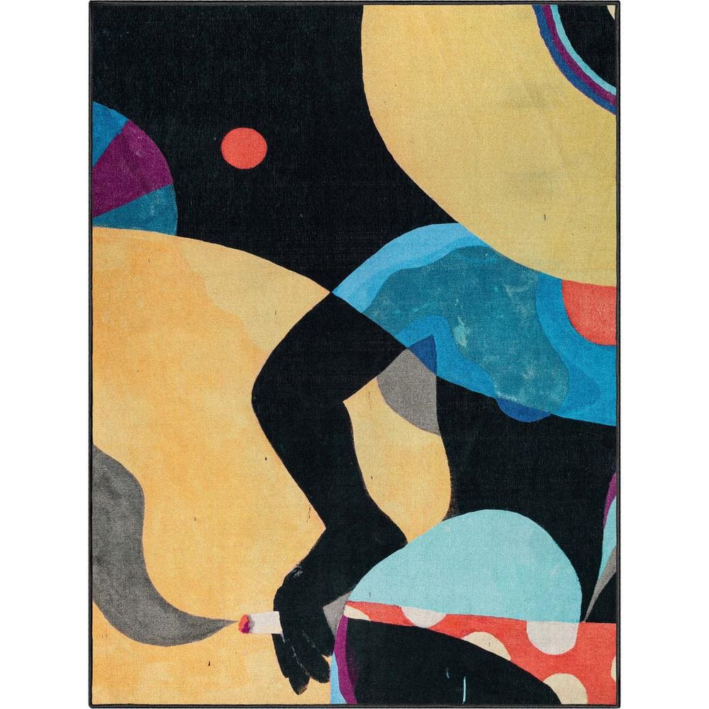 Life's a Beach Multicolor Synthetic Abstract Rectangular Area Rug