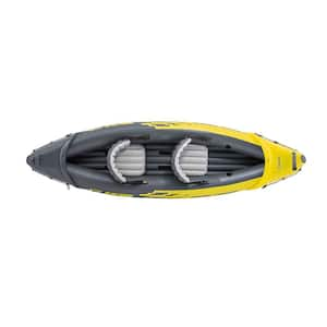 Explorer K2 2-Person Inflatable Kayak Set and Air Pump, Yellow (3-Pack)