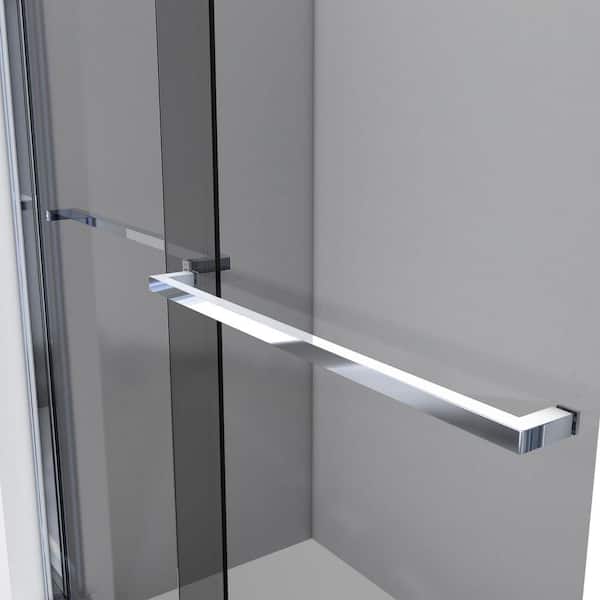 Sapphire 44 in. to 48 in. W x 76 in. H Sliding Semi-Frameless Shower Door in Chrome with Tinted Glass