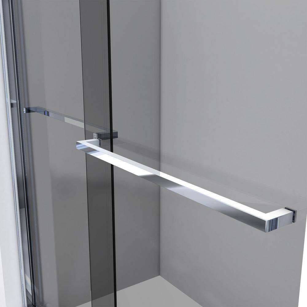 Sapphire Chrome Semi-Frameless Sliding Shower Door with Smoke Gray Glass