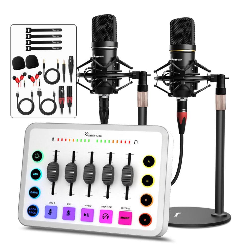 Strong Compatibility Bluetooth Podcast Audio Interface Mixer in White with 