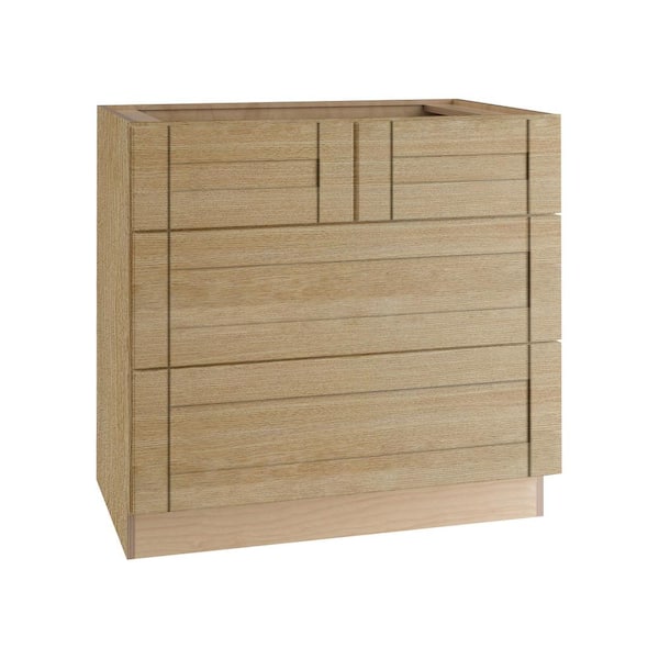 Washington 36 in. W x 24 in. D x 34.5 in. H Assembled Plywood Base Drawer Kitchen Cabinet in Oak with Soft Close