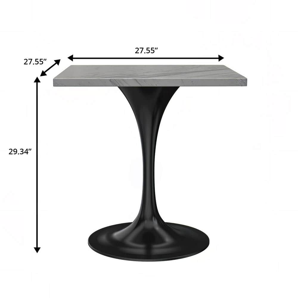 Verve 27" Square Dining Table with Black Base and Marbleized Top
