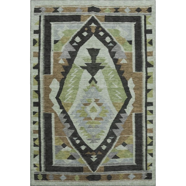 Mayfield Premium Machine Washable Abstract AMF1916 Brown 5 ft. x 7 ft. 6 in. Area Rug
