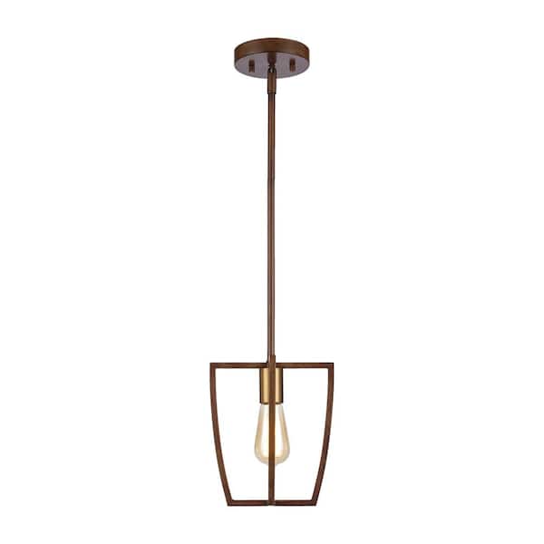 Bel Air Lighting Carmen Too 1-Light Antique Gold Mini Pendant Light Fixture with Caged Metal Shade