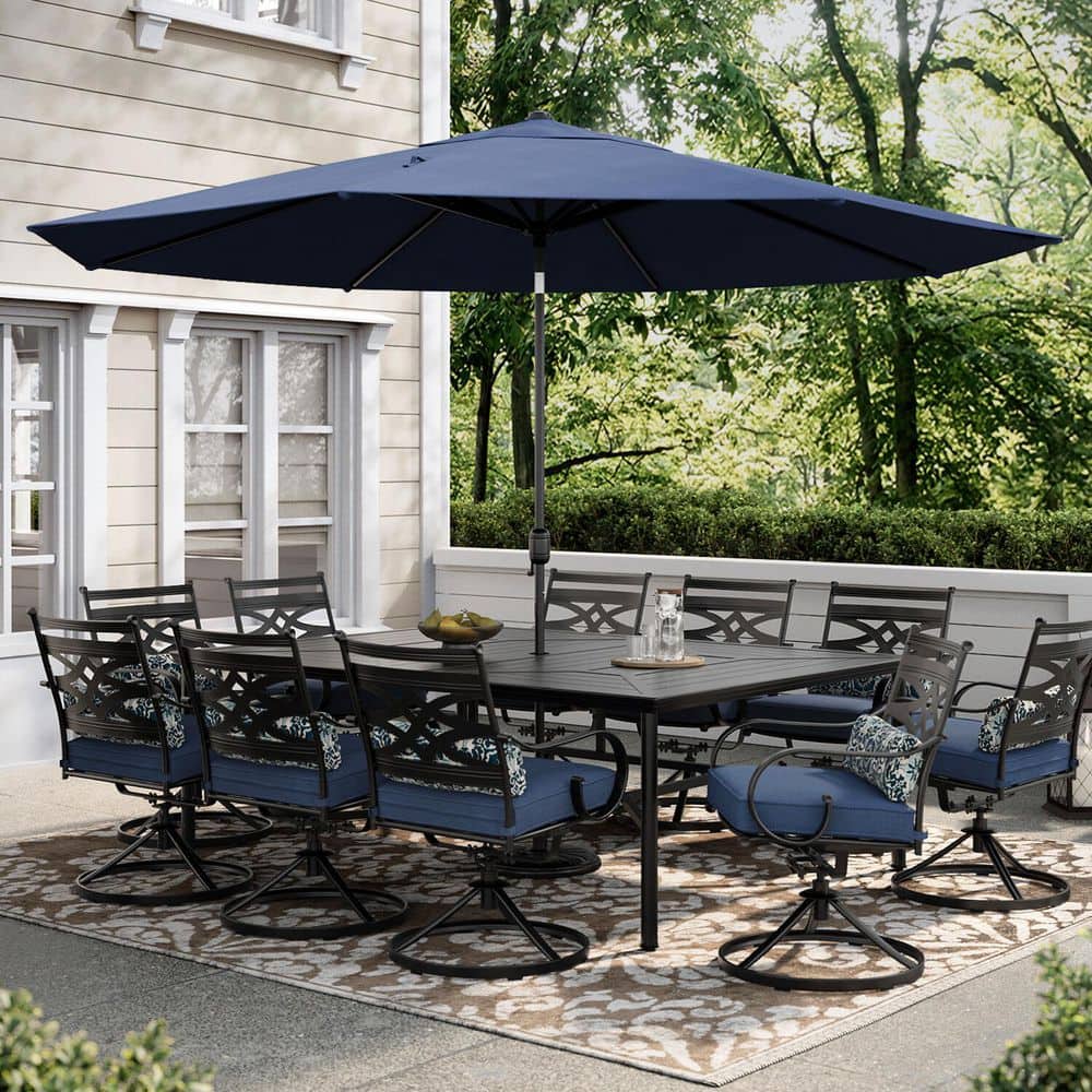 Montclair 11-Foot Navy Blue Aluminum Market Patio Umbrella