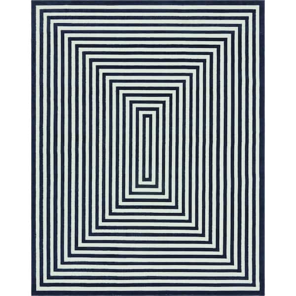 Unique Loom Sabrina Soto Navy Blue 8 ft. x 10 ft. Prescott Indoor/Outdoor Area Rug