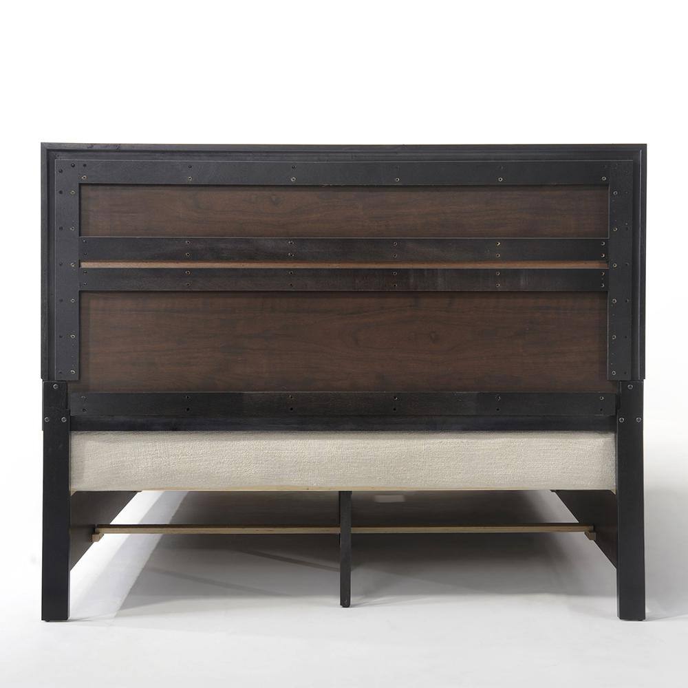 Black Queen Upholstered Bed with Storage Drawers and Slats