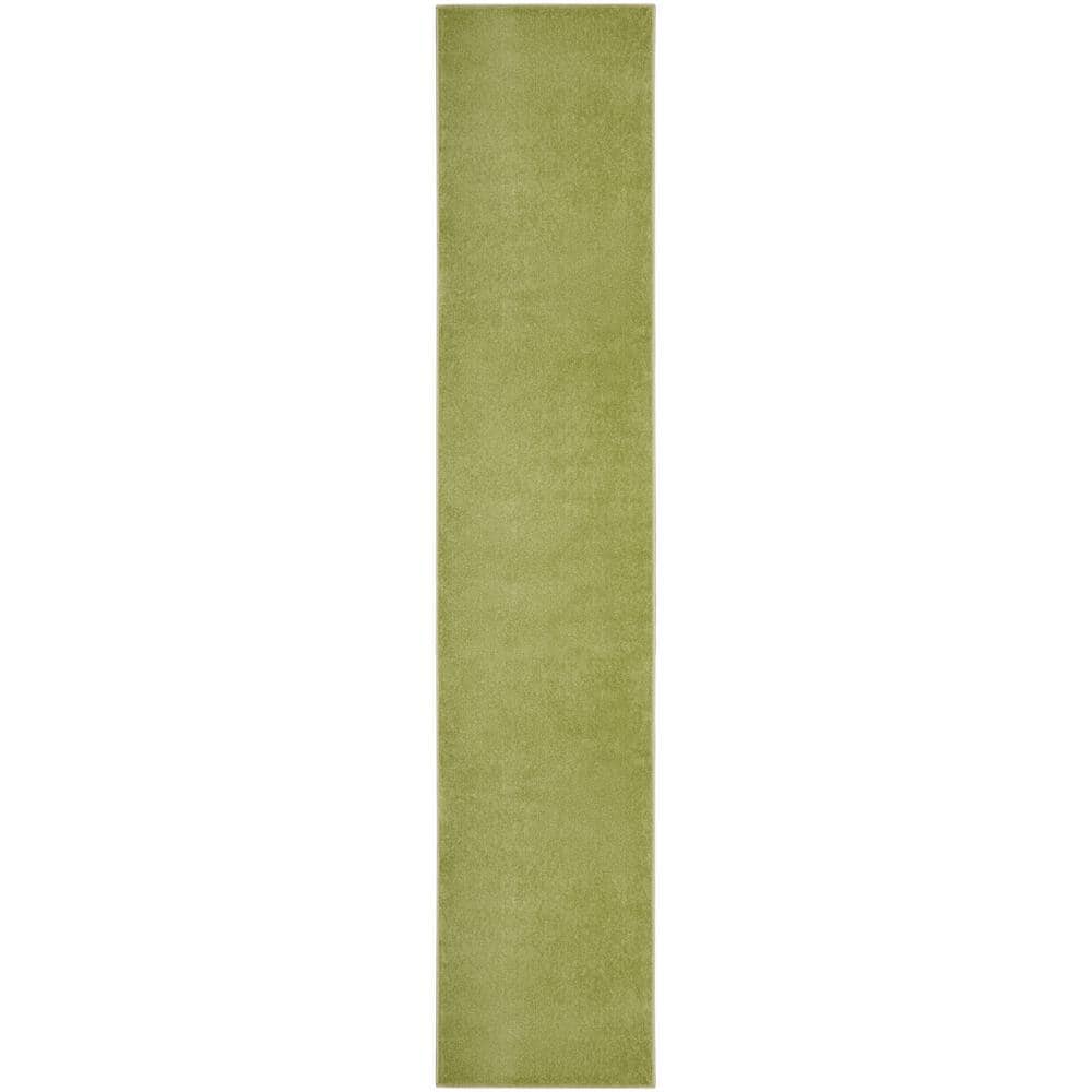 Nourison Essentials 2 ft. x 20 ft. Green Solid Contemporary Kitchen Runner Indoor/Outdoor Area Rug