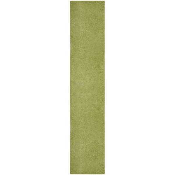 Nourison Essentials 2 ft. x 20 ft. Green Solid Contemporary Kitchen Runner Indoor/Outdoor Area Rug