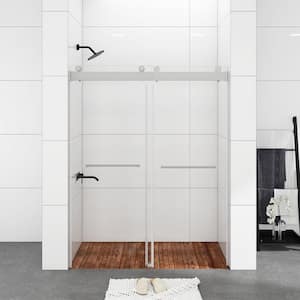 60 in. W x 76 in. H Sliding Frameless Shower Door in Chrome with Tempered glass