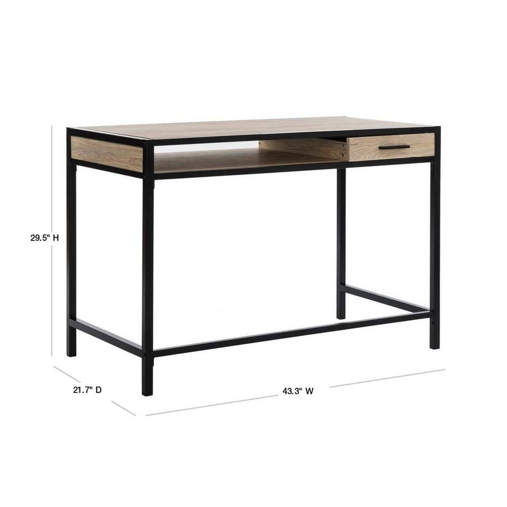 Alan Rustic Brown and Black Wood Corner Desk with Drawer