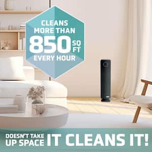 Elite 4-in-1, 5 Speed Air Purifier with True HEPA filter, UV Sanitizer for Large Rooms up to 870 Sq. Ft. Black