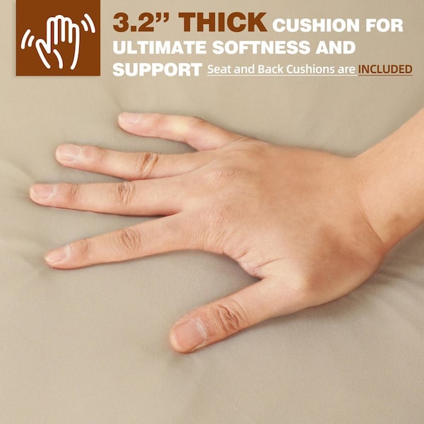 3-Piece Wicker Outdoor Patio Chat Lounge Chair Rattan Set with Beige Cushions and Pillows