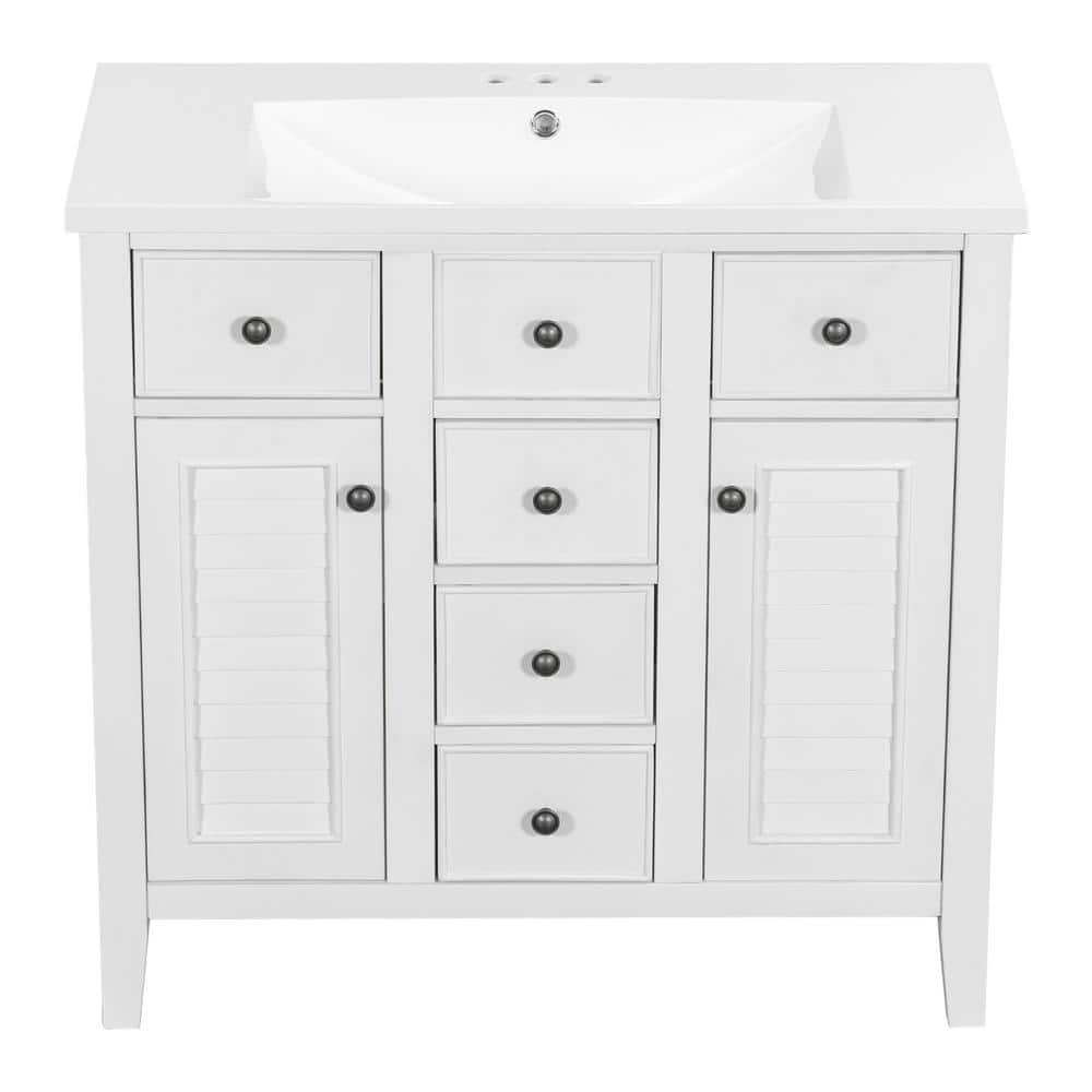 35 in. W x 17.9 in. D x 33.4 in. H Bathroom Vanity with Single Sink in Cera
