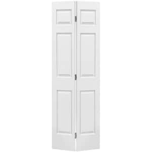 24 in. x 84 in. Hollow Core 6 Panel Primed White MDF Composite Bi-Fold Door