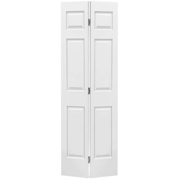 CALHOME 24 in. x 84 in. Hollow Core 6 Panel Primed White MDF Composite Bi-Fold Door