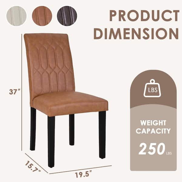 Upholstered Dining Chairs Set of 4, Modern PU Leather, Solid Wood Legs with Rubber Footpads, Brown Kitchen Table Chairs