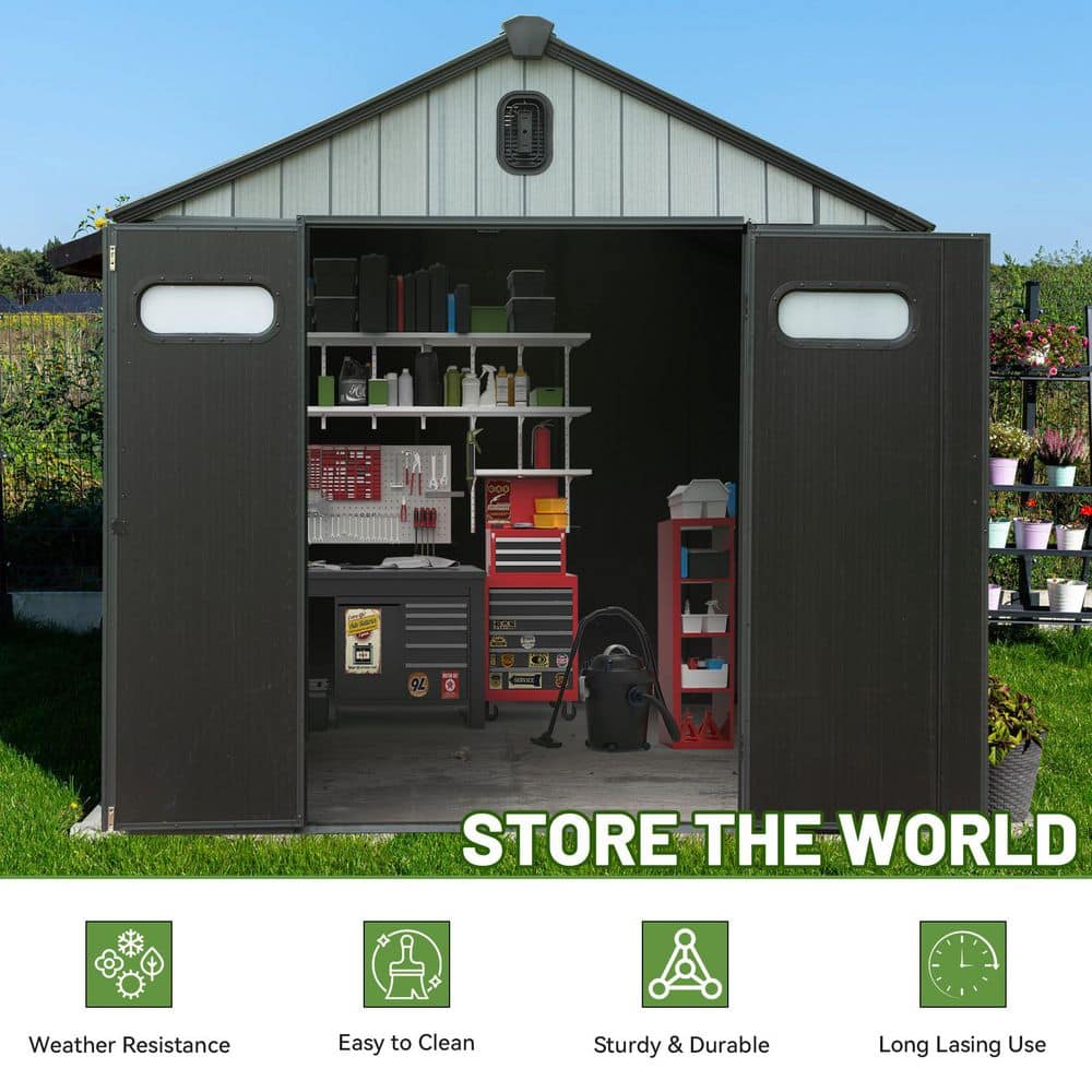 6 ft. W x 6 ft. D Outdoor Resin Storage Shed with Lockable Door