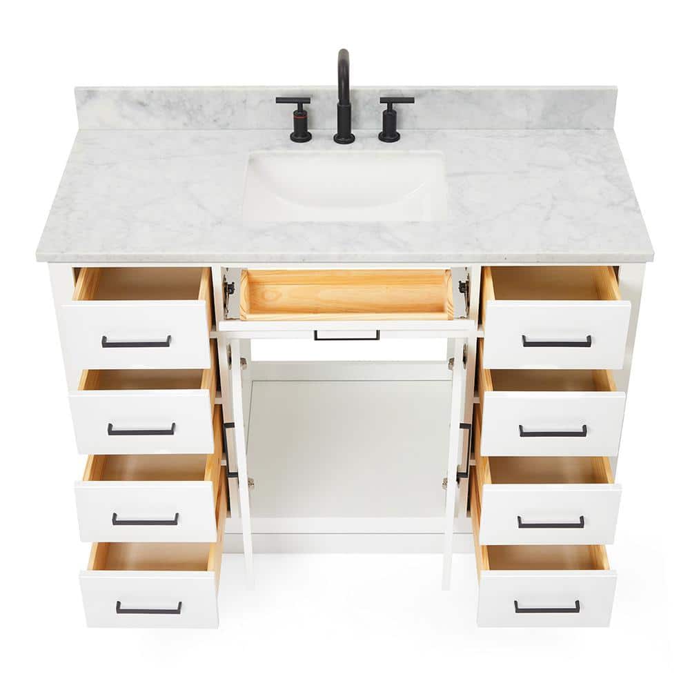 Hepburn 49" White Marble Top Single Basin Vanity Set