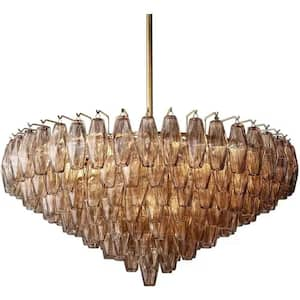 Modern Chandelier 37 in. 14-Lights Globe Gold Chandelier With Smoky Glass, Chandelier for Dining Room, Living Room