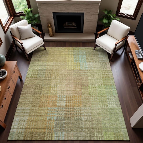 Mayfield Premium Machine Washable Abstract AMF1277 Beige 10 ft. x 14 ft. Area Rug