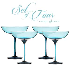 Luxurious and Elegant Blue Tinted 9.9 oz. Coupe Cocktail Glass (Set of 4)