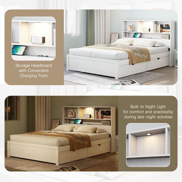 Harper & Bright Designs White Wood Frame Twin Size Platform